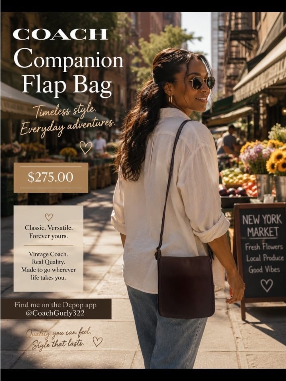 COACH Dark Brown Companion Flap Crossbody Bag